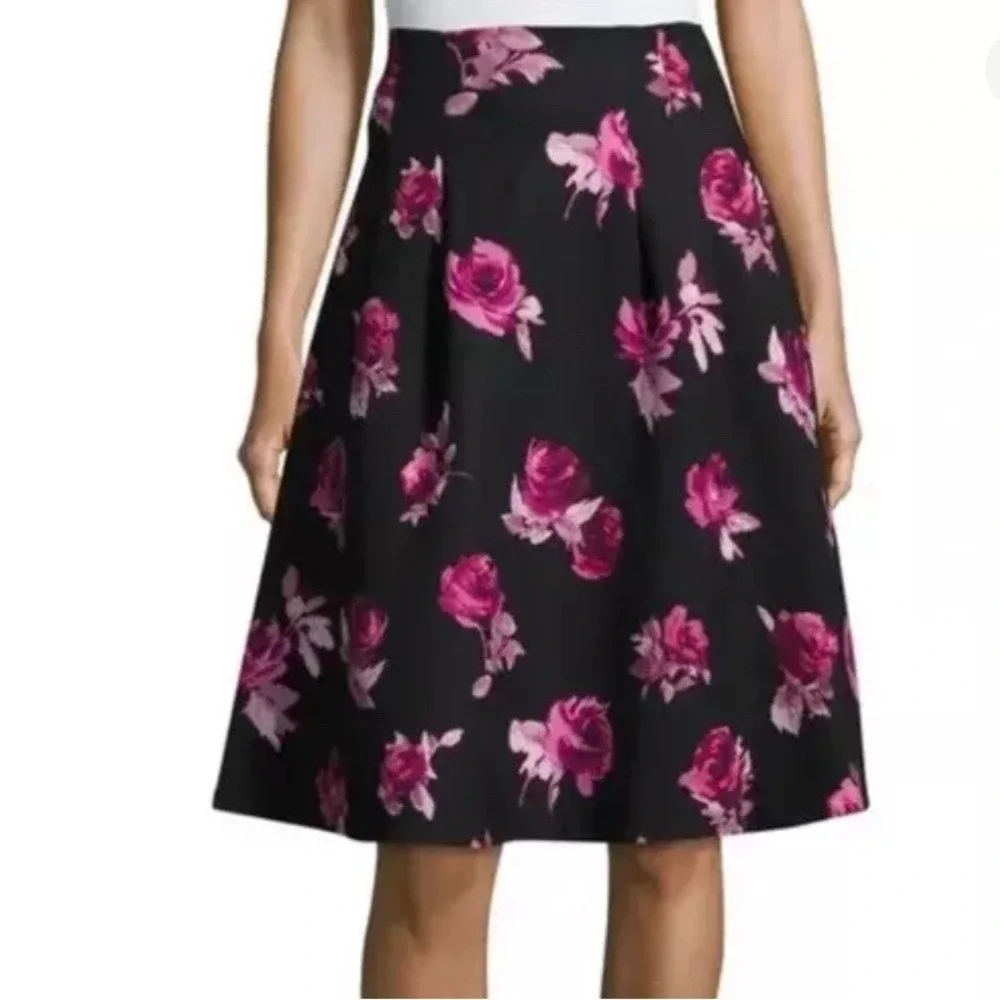 Kate Spade NY Painterly Rose A Line Skirt 2 Fit Flare Pockets Classic Lined Read